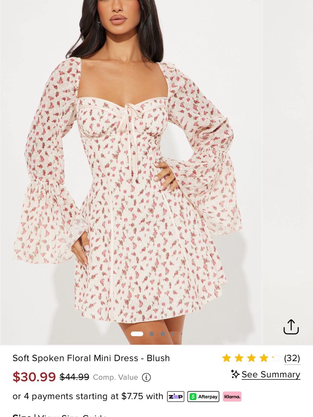Fashion Nova Blush Floral Tie-Front Mini Dress